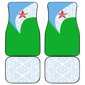 Djibouti Car Mats Flag Tribal Motifs and Red Star Symbol of Unity