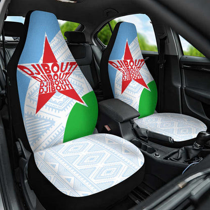 Djibouti Car Seat Cover Flag Tribal Motifs and Red Star Symbol of Unity