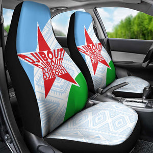 Djibouti Car Seat Cover Flag Tribal Motifs and Red Star Symbol of Unity