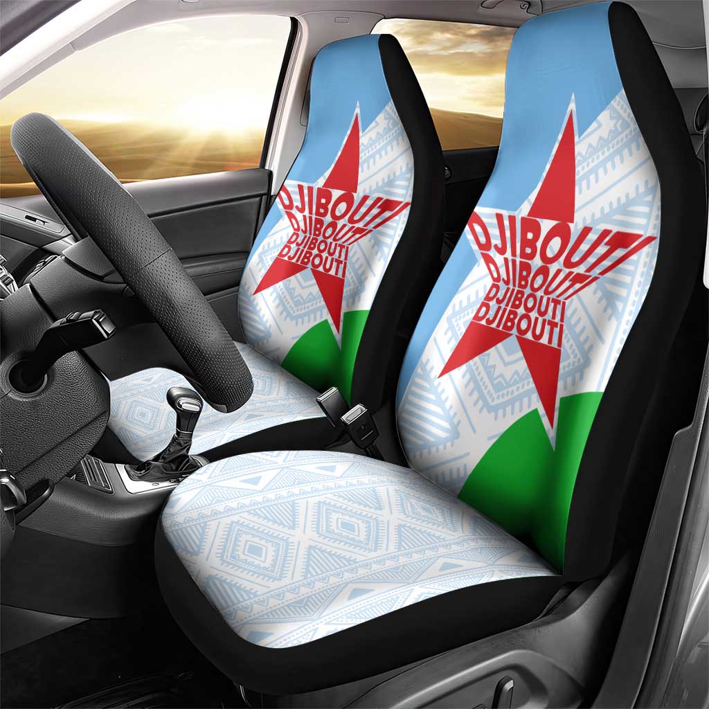Djibouti Car Seat Cover Flag Tribal Motifs and Red Star Symbol of Unity
