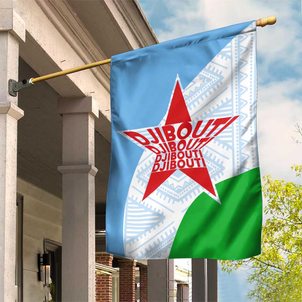 Djibouti Garden Flag Flag Tribal Motifs and Red Star Symbol of Unity