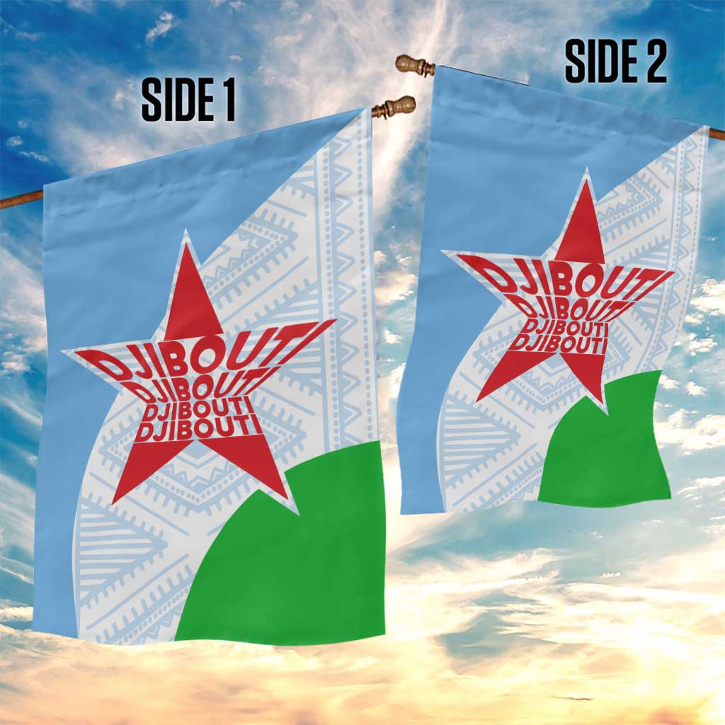 Djibouti Garden Flag Flag Tribal Motifs and Red Star Symbol of Unity