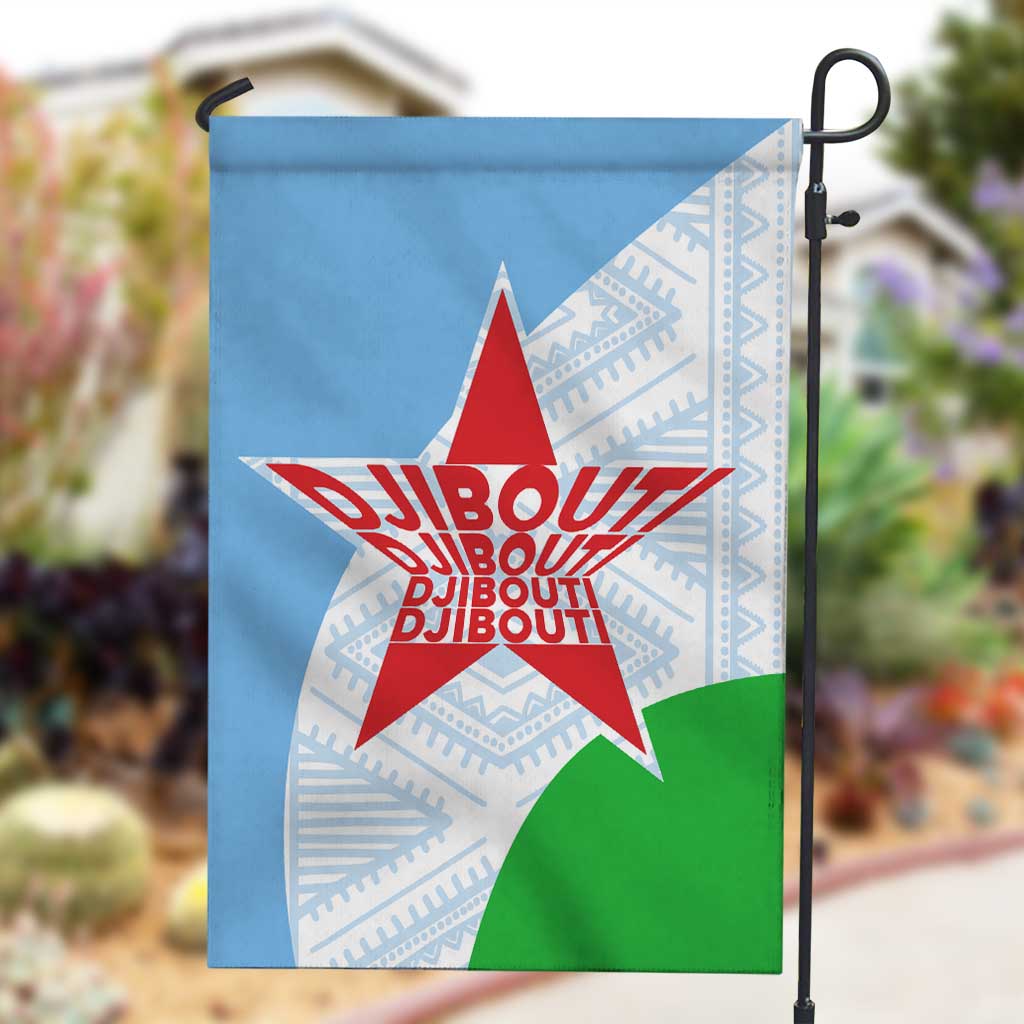 Djibouti Garden Flag Flag Tribal Motifs and Red Star Symbol of Unity