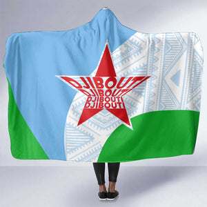 Djibouti Hooded Blanket Flag Tribal Motifs and Red Star Symbol of Unity