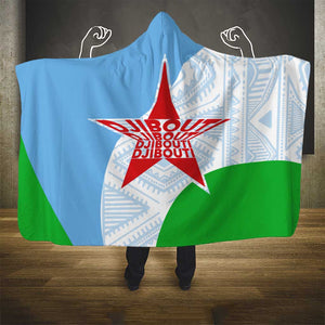 Djibouti Hooded Blanket Flag Tribal Motifs and Red Star Symbol of Unity