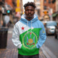 Djibouti Hoodie Flag Tribal Motifs and Red Star Symbol of Unity