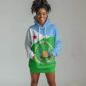 Djibouti Hoodie Dress Flag Tribal Motifs and Red Star Symbol of Unity