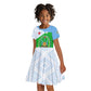 Djibouti Kid Short Sleeve Dress Flag Tribal Motifs and Red Star Symbol of Unity