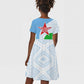 Djibouti Kid Short Sleeve Dress Flag Tribal Motifs and Red Star Symbol of Unity