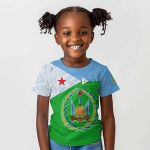 Djibouti Kid T shirt Flag Tribal Motifs and Red Star Symbol of Unity