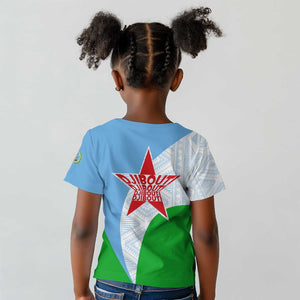 Djibouti Kid T shirt Flag Tribal Motifs and Red Star Symbol of Unity
