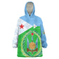 Djibouti Kid Wearable Blanket Hoodie Flag Tribal Motifs and Red Star Symbol of Unity