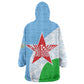 Djibouti Kid Wearable Blanket Hoodie Flag Tribal Motifs and Red Star Symbol of Unity
