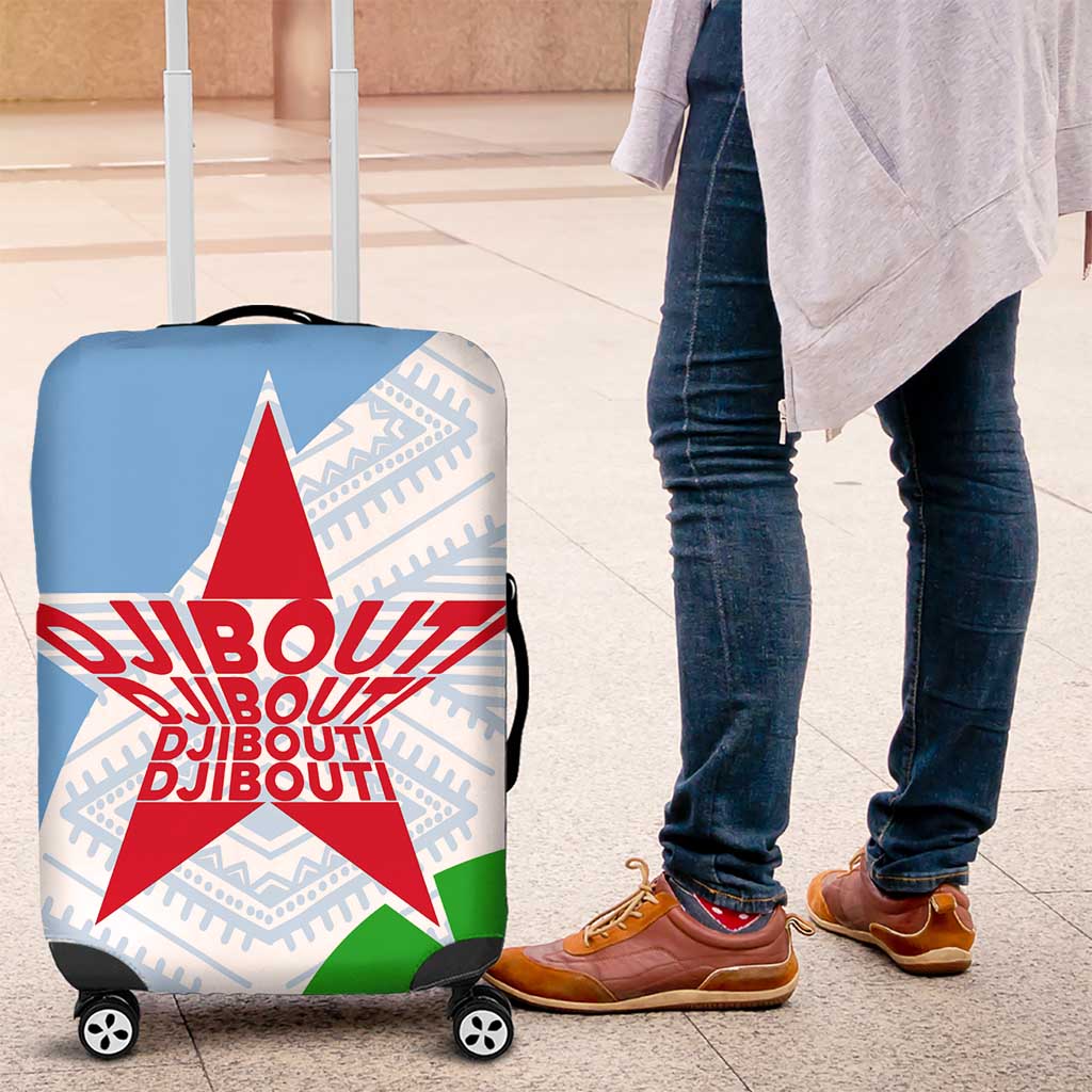 Djibouti Luggage Cover Flag Tribal Motifs and Red Star Symbol of Unity