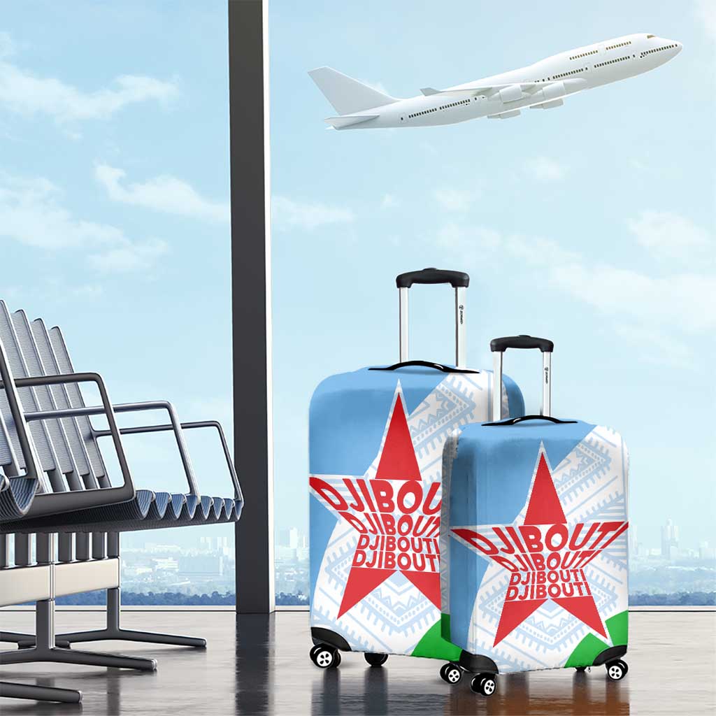 Djibouti Luggage Cover Flag Tribal Motifs and Red Star Symbol of Unity