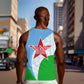 Djibouti Men Tank Top Flag Tribal Motifs and Red Star Symbol of Unity