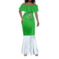 Djibouti Mermaid Dress Flag Tribal Motifs and Red Star Symbol of Unity