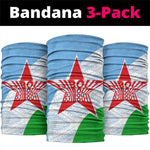 Djibouti Neck Gaiter Flag Tribal Motifs and Red Star Symbol of Unity - African Pride