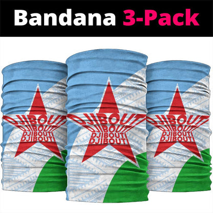 Djibouti Neck Gaiter Flag Tribal Motifs and Red Star Symbol of Unity - African Pride