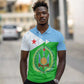 Djibouti Polo Shirt Flag Tribal Motifs and Red Star Symbol of Unity