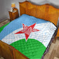Djibouti Quilt Flag Tribal Motifs and Red Star Symbol of Unity