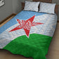 Djibouti Quilt Bed Set Flag Tribal Motifs and Red Star Symbol of Unity