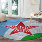Djibouti Round Carpet Flag Tribal Motifs and Red Star Symbol of Unity
