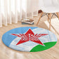 Djibouti Round Carpet Flag Tribal Motifs and Red Star Symbol of Unity
