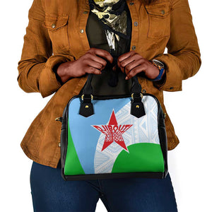 Djibouti Shoulder Handbag Flag Tribal Motifs and Red Star Symbol of Unity
