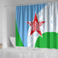 Djibouti Shower Curtain Flag Tribal Motifs and Red Star Symbol of Unity