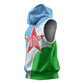 Djibouti Sleeveless Hoodie Flag Tribal Motifs and Red Star Symbol of Unity - African Pride