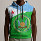 Djibouti Sleeveless Zip Hoodie Flag Tribal Motifs and Red Star Symbol of Unity - African Pride