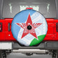 Djibouti Spare Tire Cover Flag Tribal Motifs and Red Star Symbol of Unity