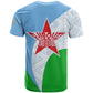 Djibouti T shirt Flag Tribal Motifs and Red Star Symbol of Unity