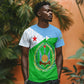 Djibouti T shirt Flag Tribal Motifs and Red Star Symbol of Unity