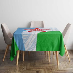 Djibouti Tablecloth Flag Tribal Motifs and Red Star Symbol of Unity