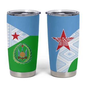 Djibouti Tumbler Cup Flag Tribal Motifs and Red Star Symbol of Unity