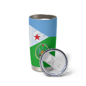 Djibouti Tumbler Cup Flag Tribal Motifs and Red Star Symbol of Unity