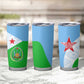 Djibouti Tumbler Cup Flag Tribal Motifs and Red Star Symbol of Unity