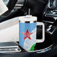 Djibouti Tumbler With Handle Flag Tribal Motifs and Red Star Symbol of Unity