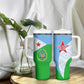 Djibouti Tumbler With Handle Flag Tribal Motifs and Red Star Symbol of Unity