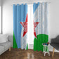 Djibouti Window Curtain Flag Tribal Motifs and Red Star Symbol of Unity