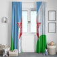 Djibouti Window Curtain Flag Tribal Motifs and Red Star Symbol of Unity