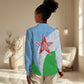 Djibouti Women Casual Shirt Flag Tribal Motifs and Red Star Symbol of Unity