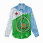 Djibouti Women Casual Shirt Flag Tribal Motifs and Red Star Symbol of Unity