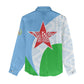 Djibouti Women Casual Shirt Flag Tribal Motifs and Red Star Symbol of Unity