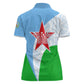 Djibouti Women Polo Shirt Flag Tribal Motifs and Red Star Symbol of Unity