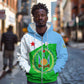 Djibouti Zip Hoodie Flag Tribal Motifs and Red Star Symbol of Unity