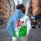 Djibouti Zip Hoodie Flag Tribal Motifs and Red Star Symbol of Unity