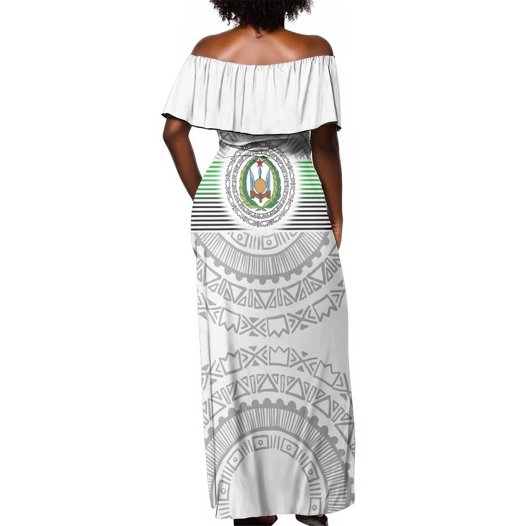 African Tribal Djibouti Roots Off Shoulder Maxi Dress Urban Streetwear